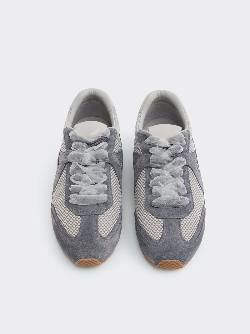 Сетчатые кеды с замшей