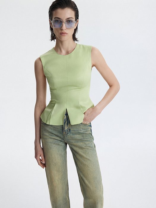 Атласный топ с баской: фото №6