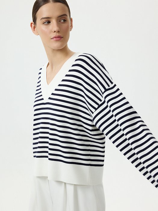 Полосатый пуловер из вискозы: фото №3