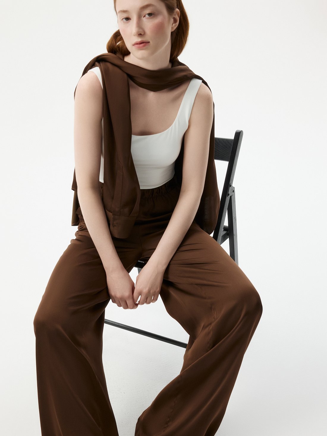 Атласные брюки на резинке: фото №1