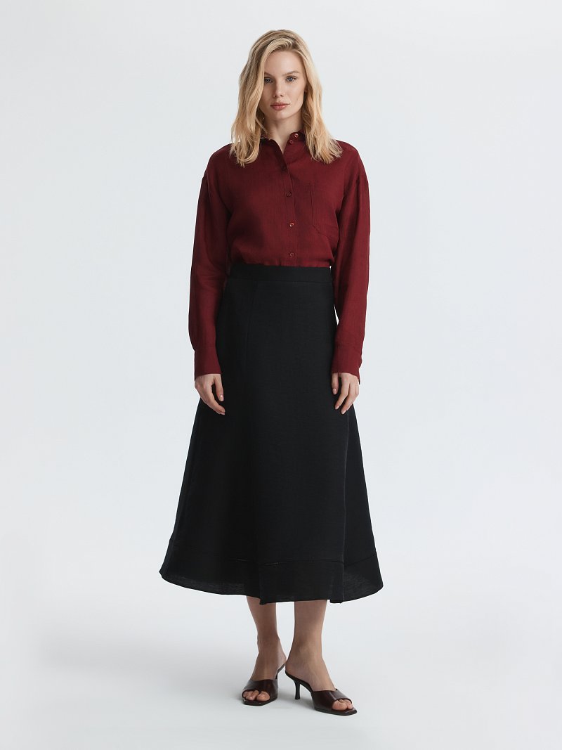 Расклешенная юбка изо льна