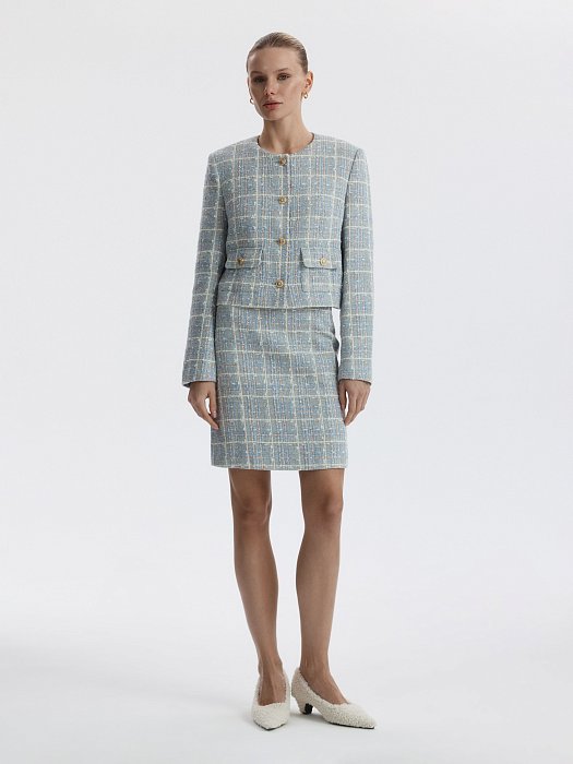 Твидовый жакет укороченного кроя: фото №5