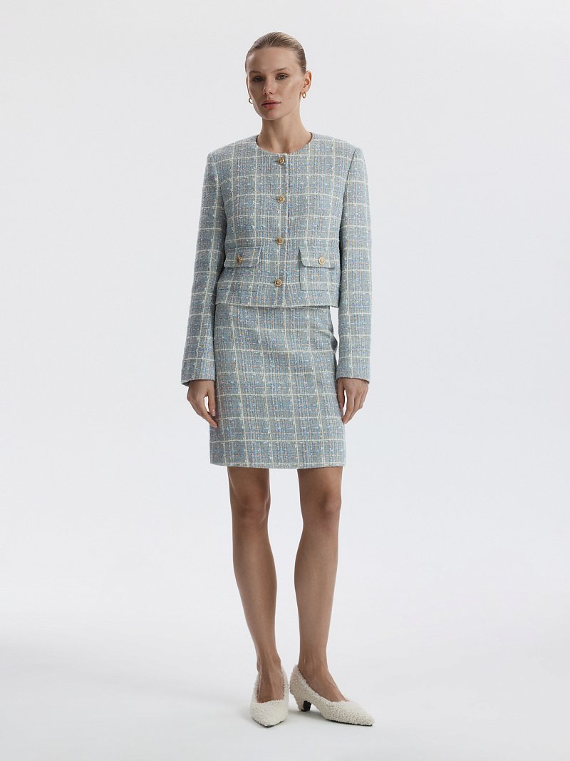 Твидовый жакет укороченного кроя