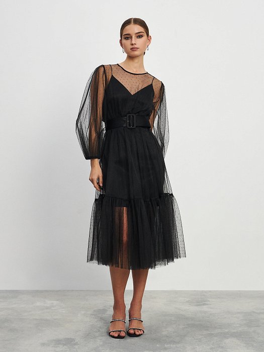 Платье-миди из полупрозрачной ткани: фото №2