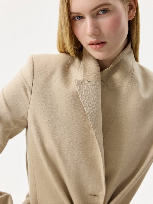 Прямой жакет из смесового льна: фото №3