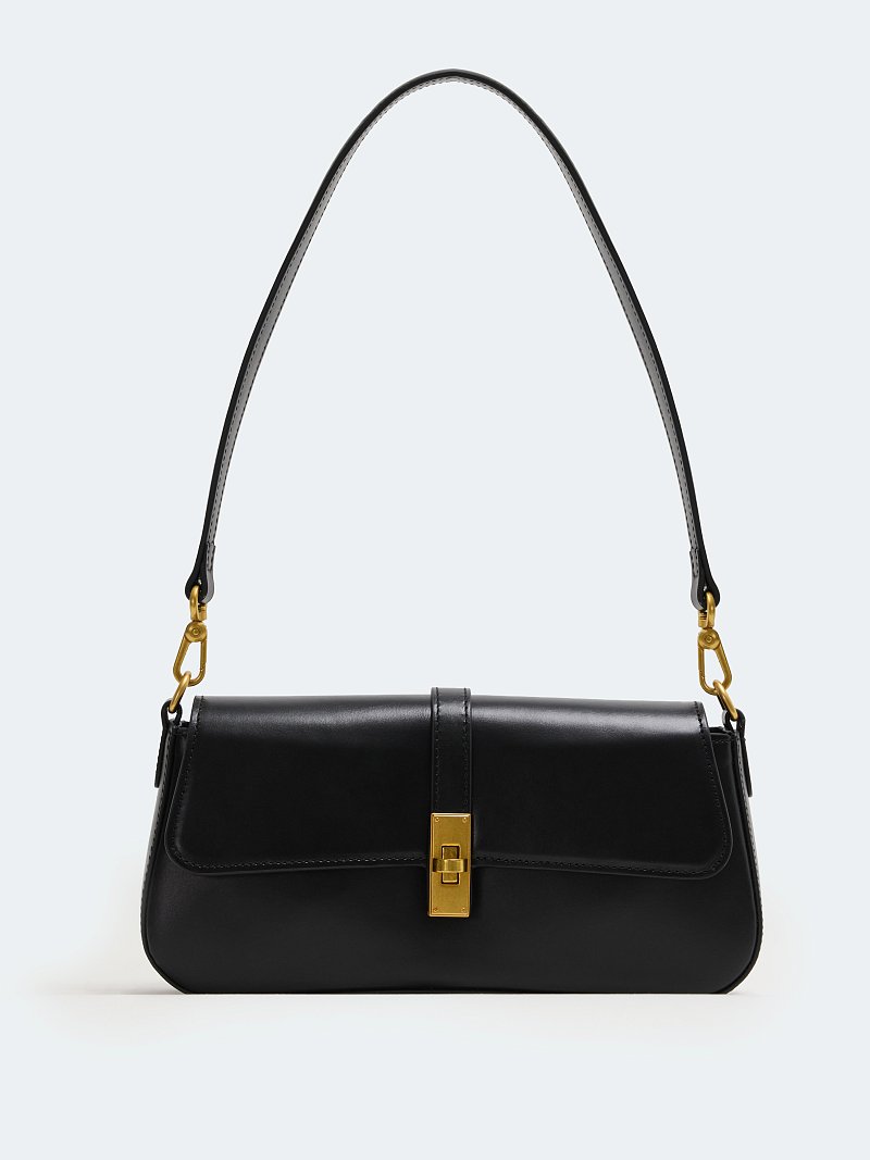 Сумка-багет из натуральной кожи