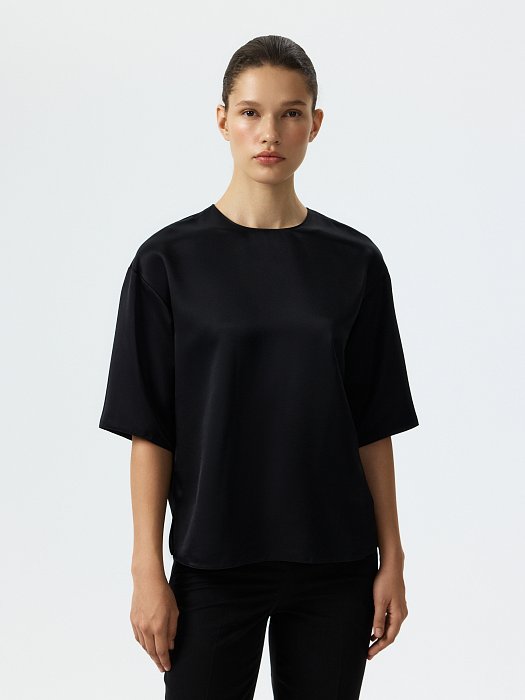 Атласная блуза на молнии: фото №2