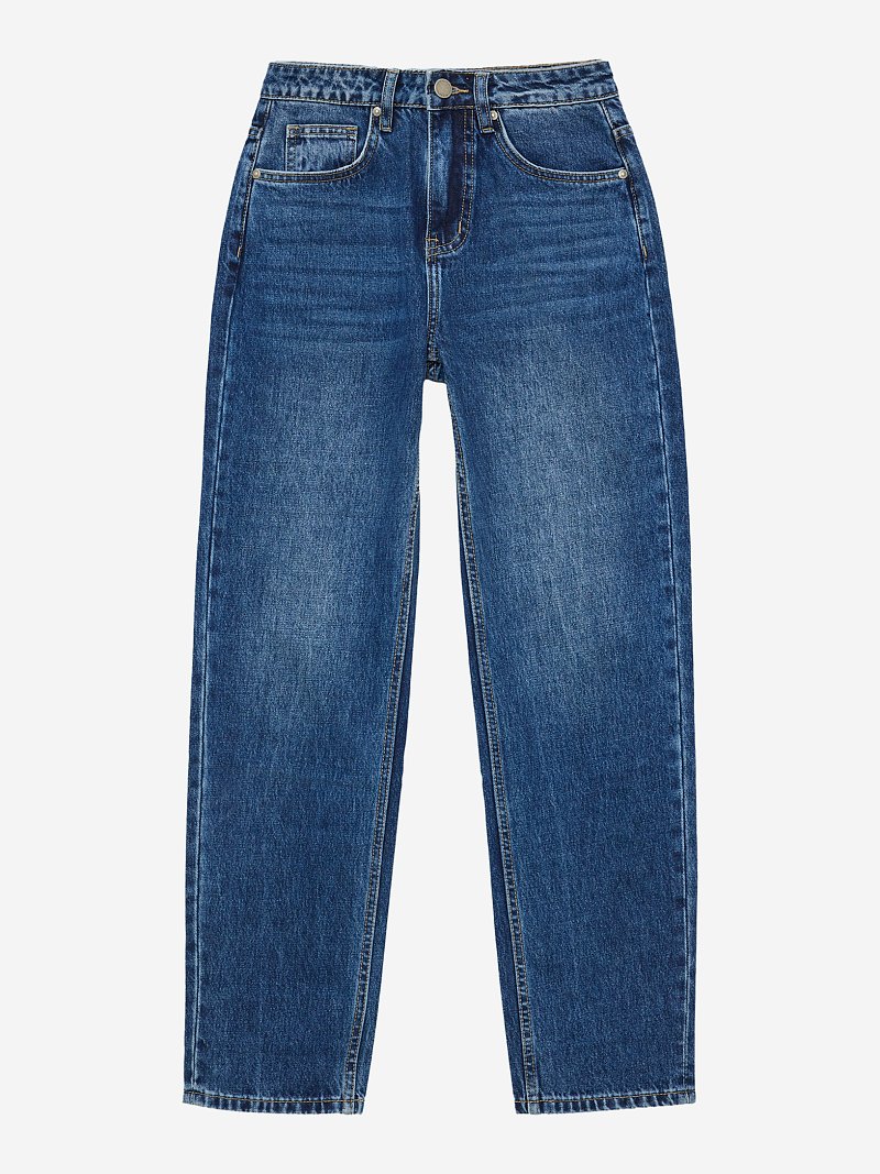 Прямые джинсы с потертостями