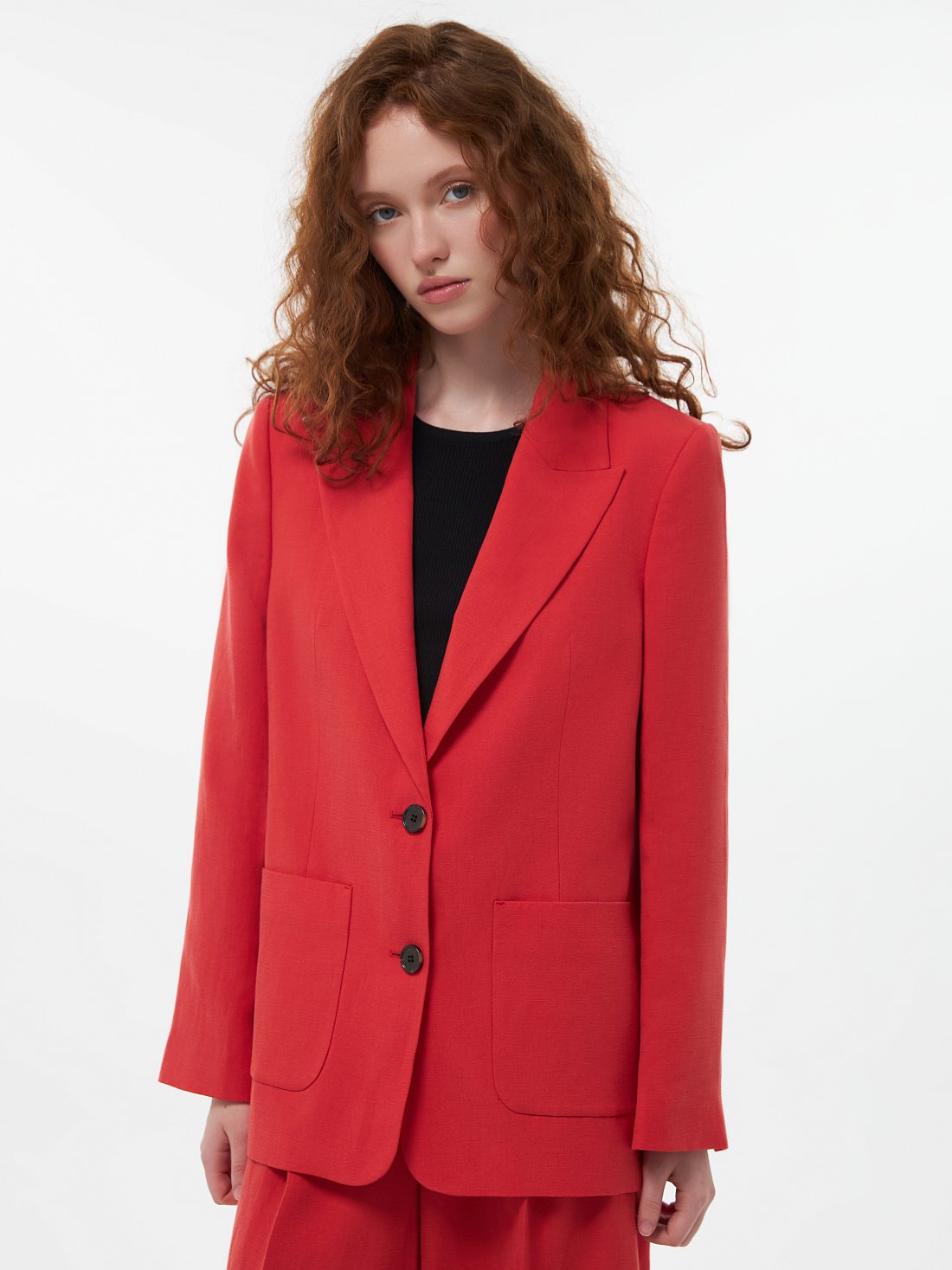 Однобортный жакет со льном (Р158): фото №1