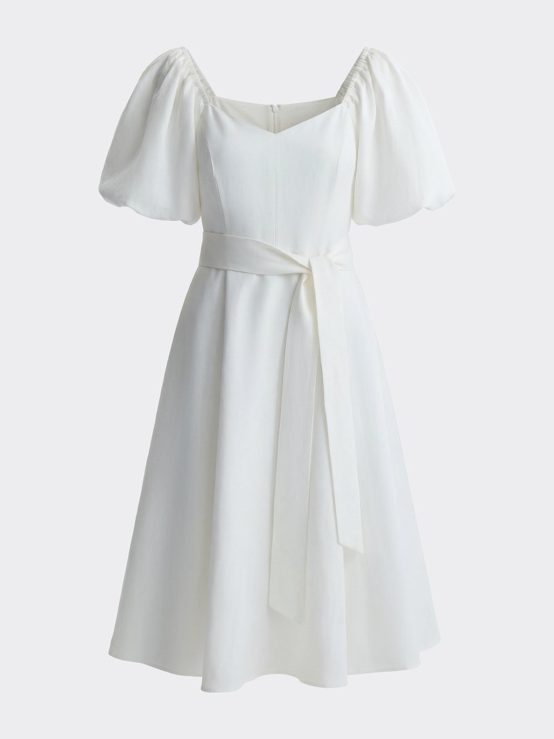 Расклешенное платье со льном (Р158)