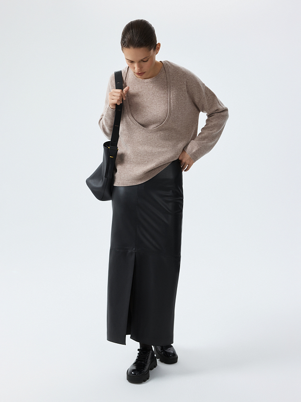 Юбка-макси из экокожи