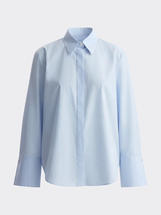 Рубашка из хлопка с расклешенными манжетами: фото №8