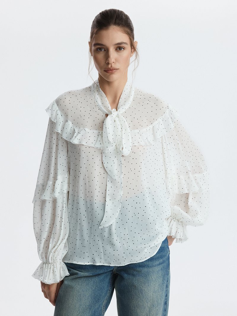 Шифоновая блуза с воланами
