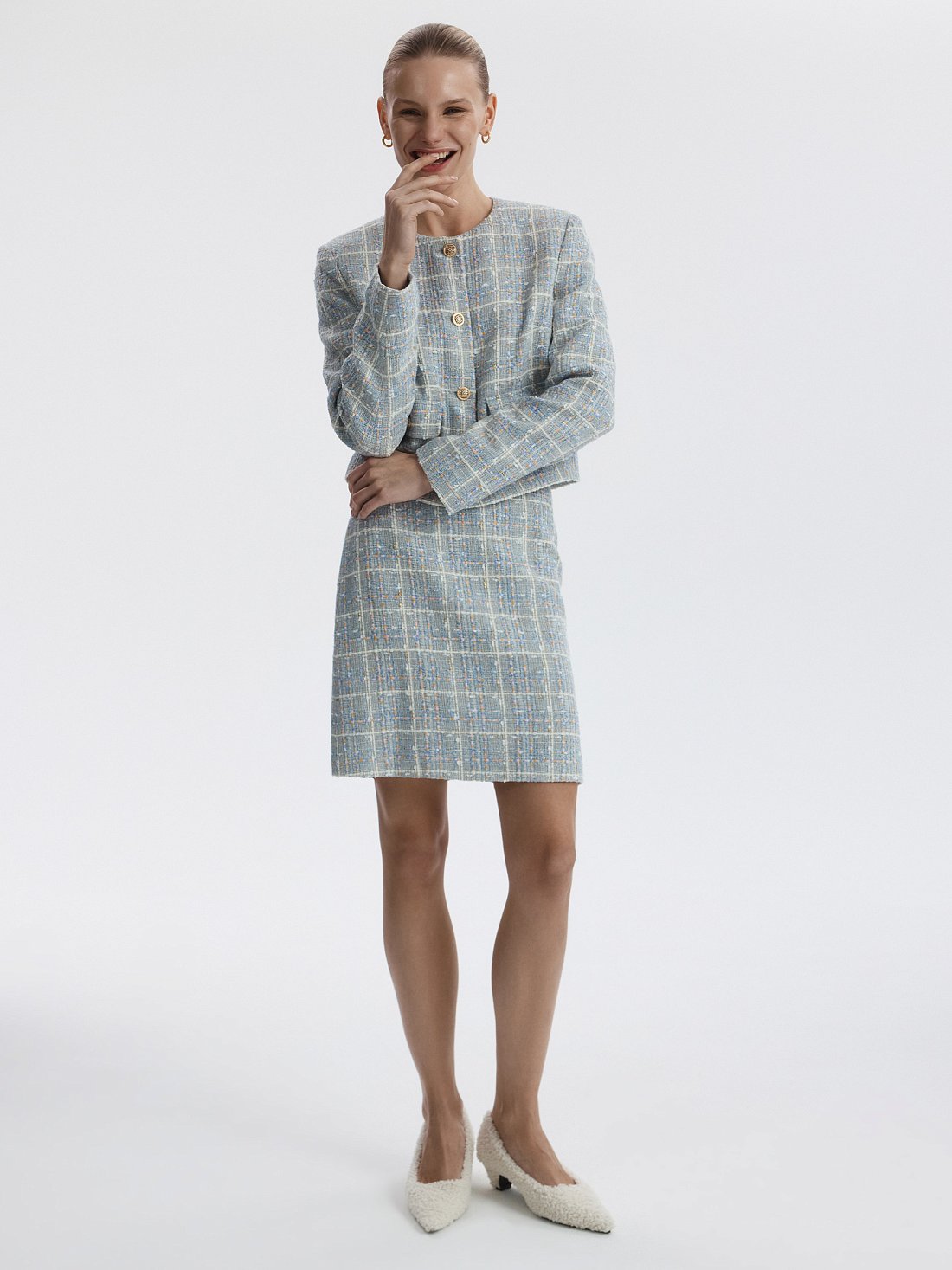 Твидовый жакет укороченного кроя: фото №1