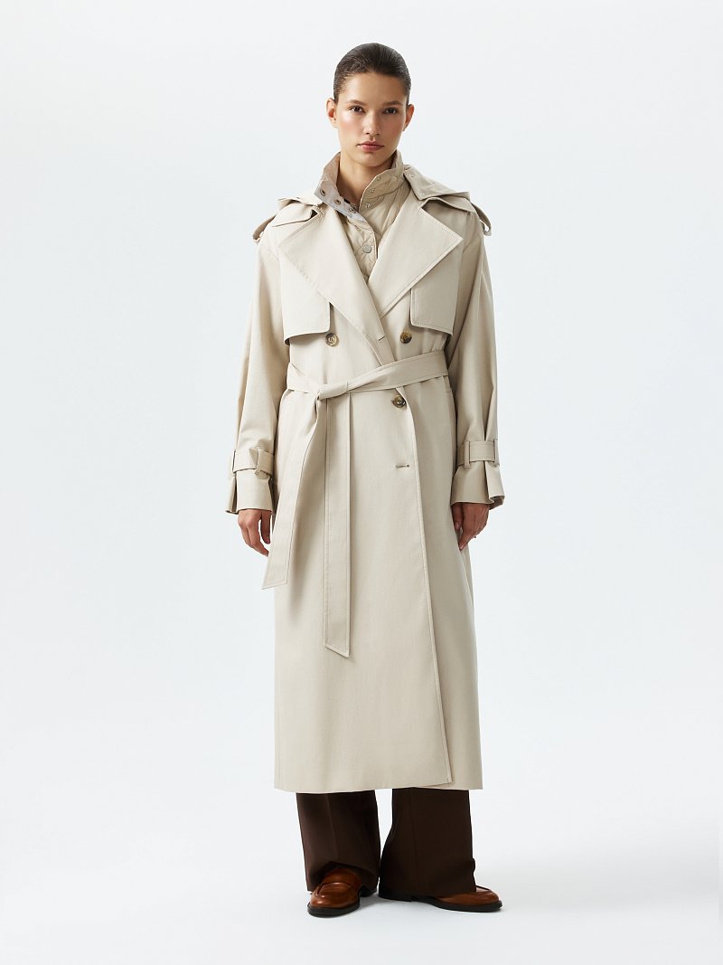 Плащ со съемным жилетом и капюшоном