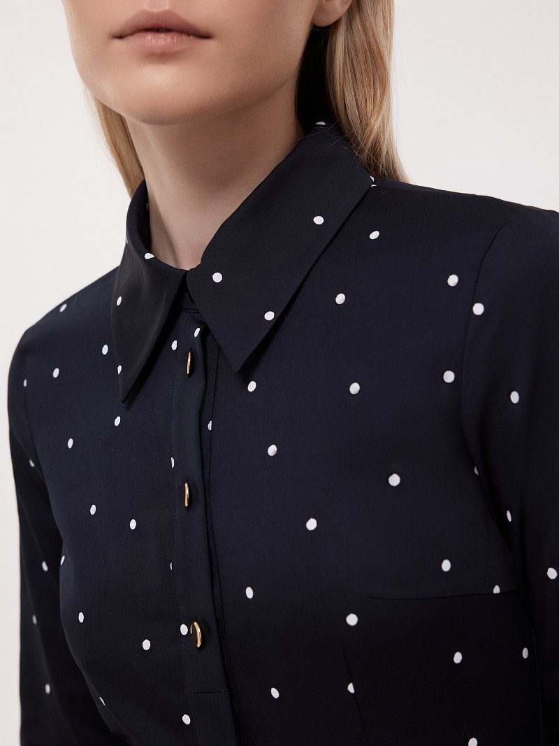 Платье-рубашка в горох