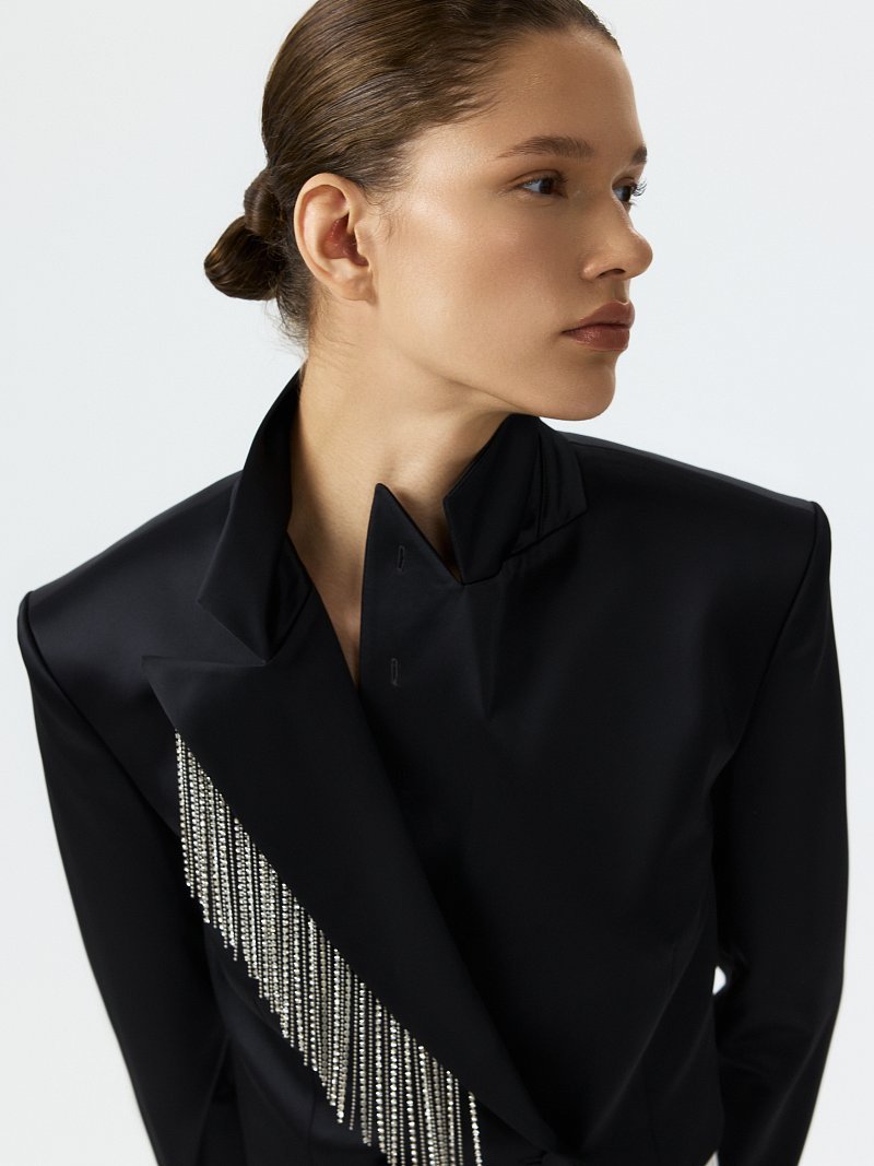 Атласный жакет со съемными стразами