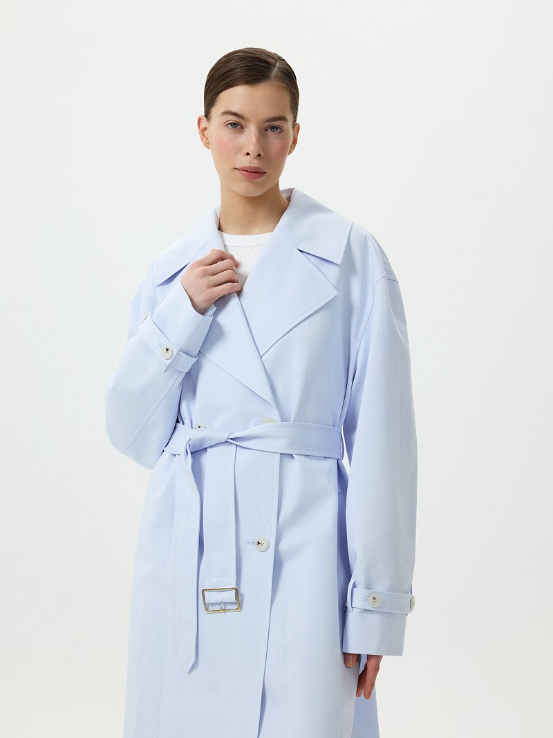 Двубортный тренч из хлопка