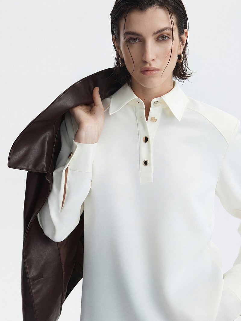 Атласная блуза-поло (Р158)