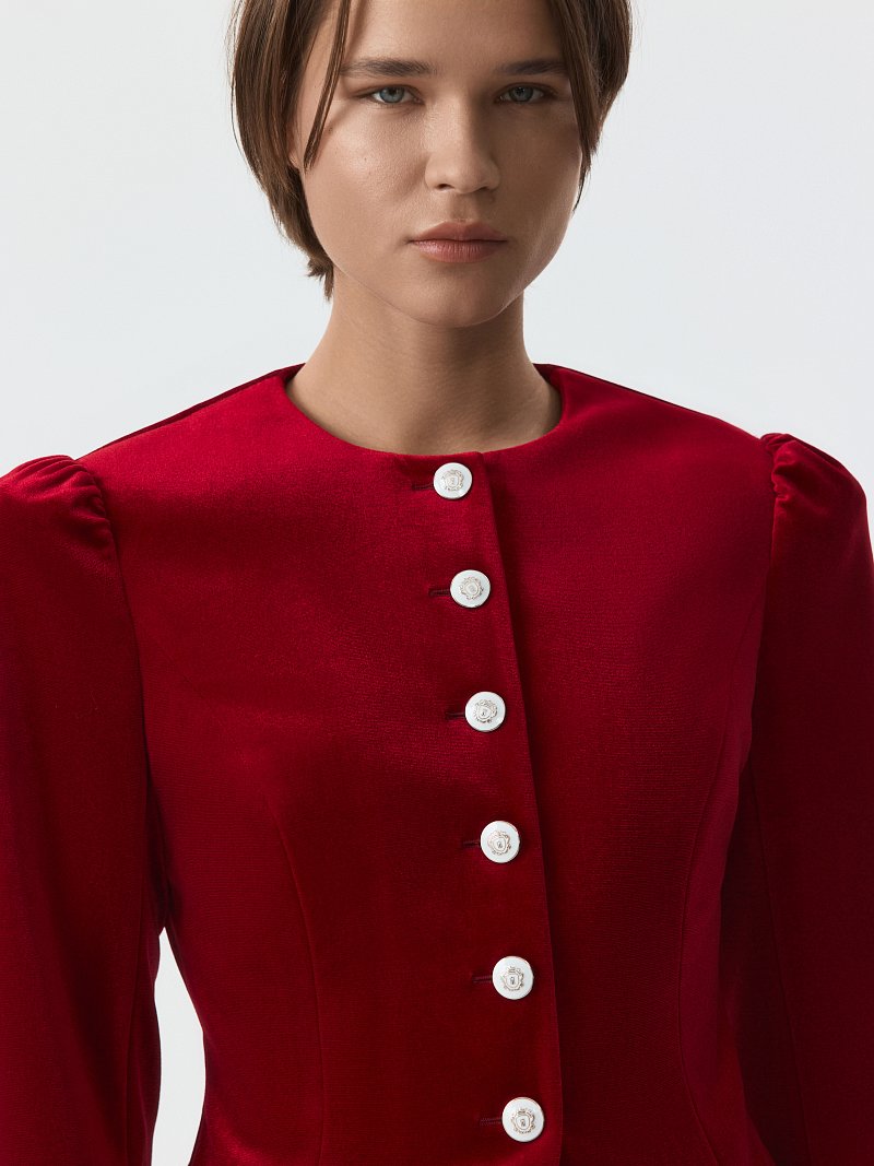 Бархатный жакет со съемным воротником