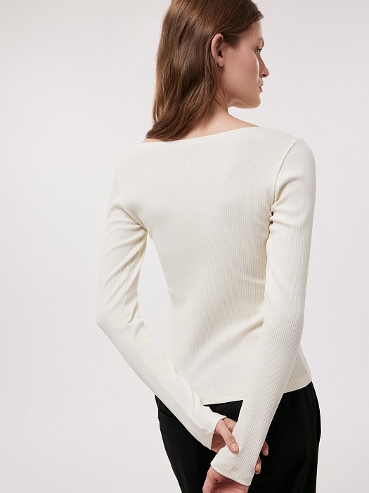 Лонгслив из эластичного хлопка в рубчик: фото №4