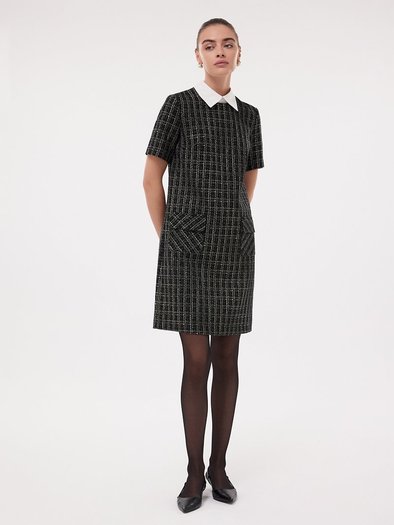 Твидовое платье со съемным воротником