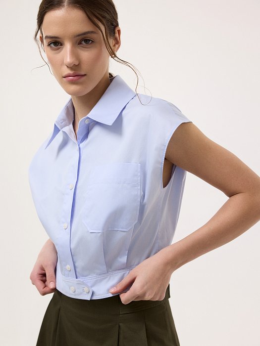 Укороченная рубашка без рукавов: фото №2