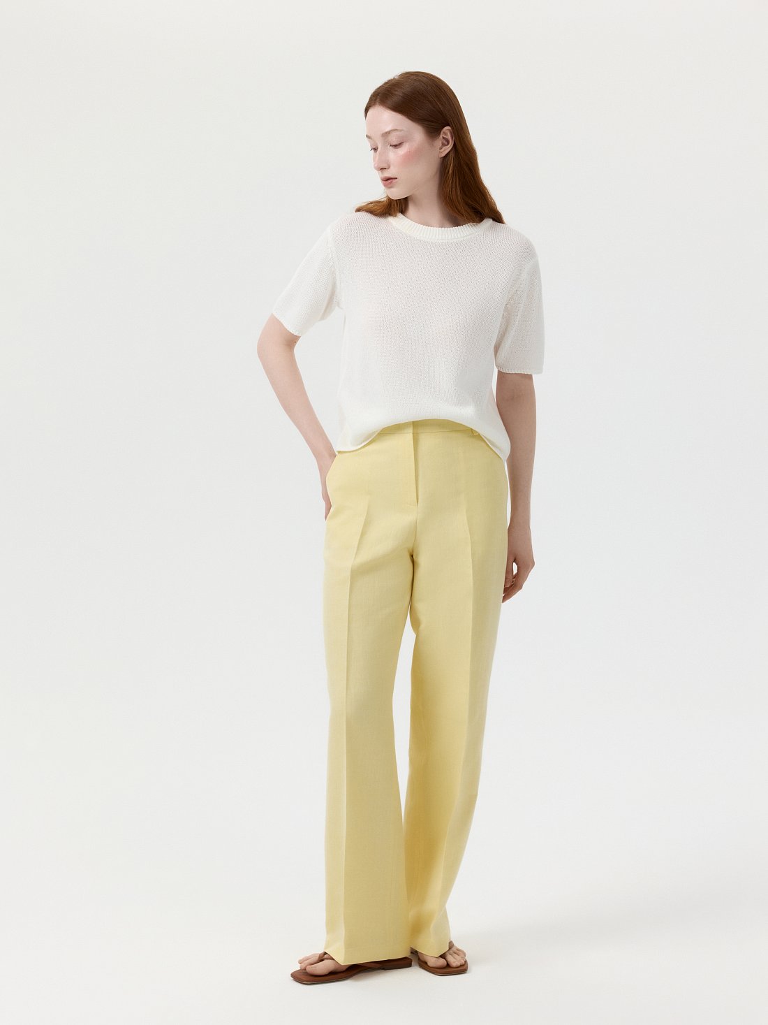 Классические брюки из хлопка и льна: фото №1