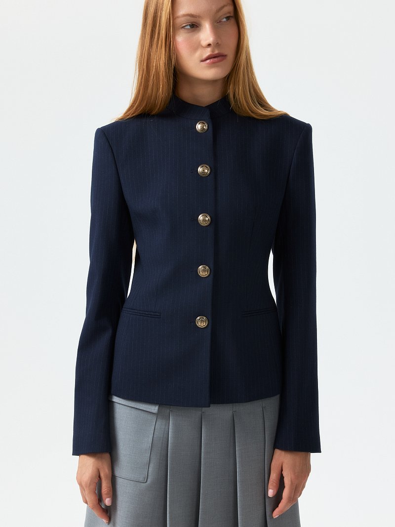 Приталенный жакет в полоску (Р158)