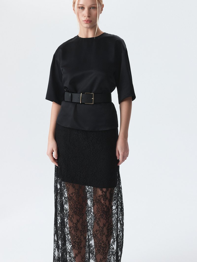 Двойная юбка со съемным кружевом