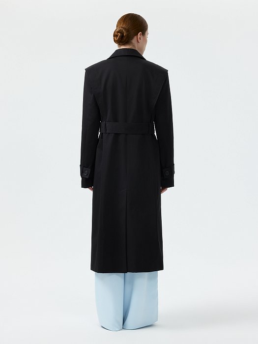 Однобортный плащ из хлопка: фото №4