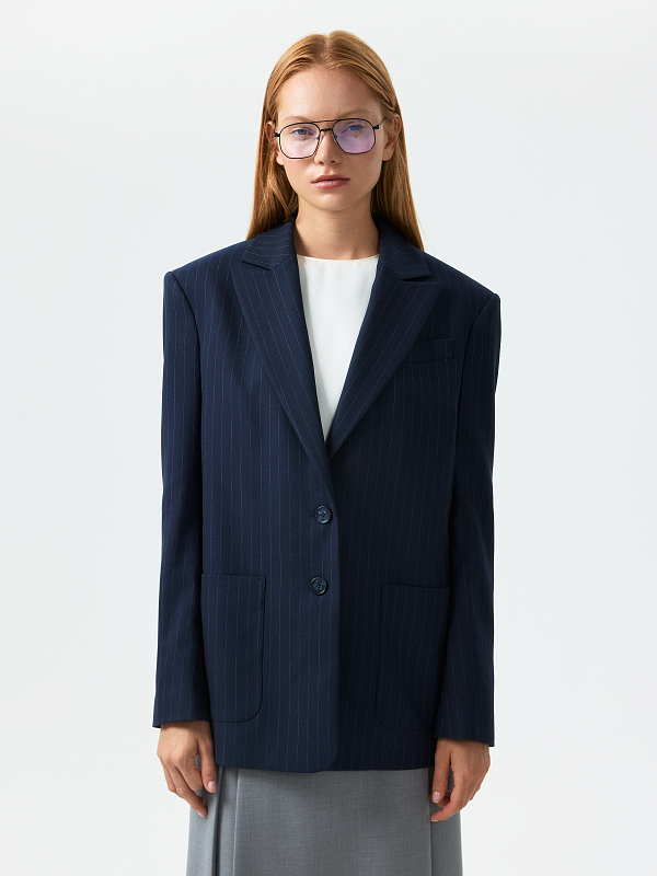 Прямой жакет в полоску
