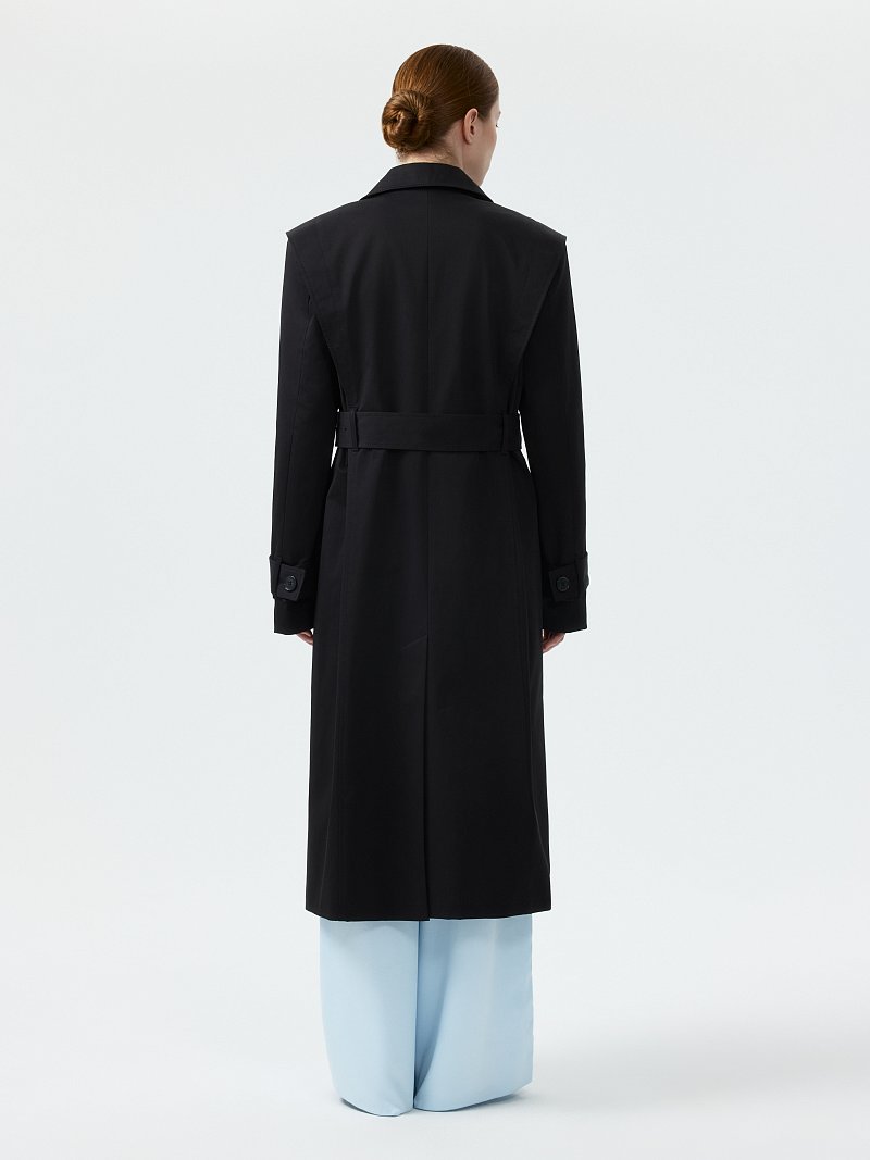 Однобортный плащ из хлопка