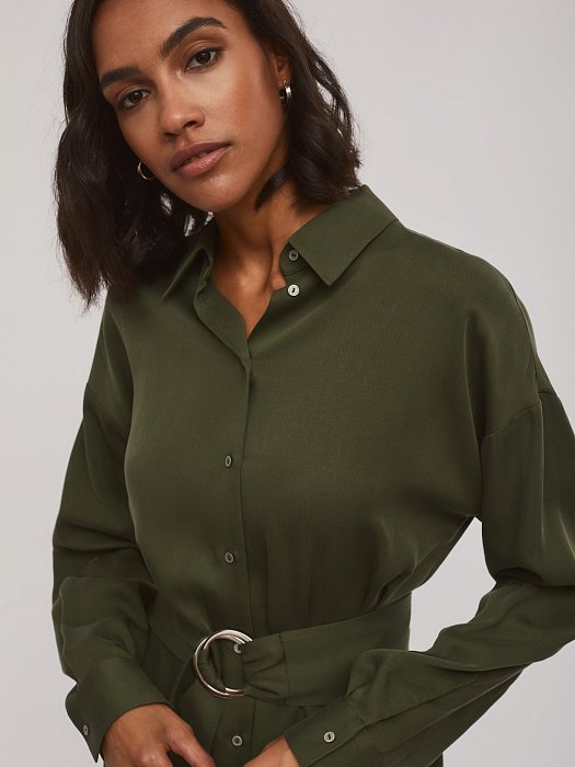 Платье-рубашка цвета хаки
: фото №4