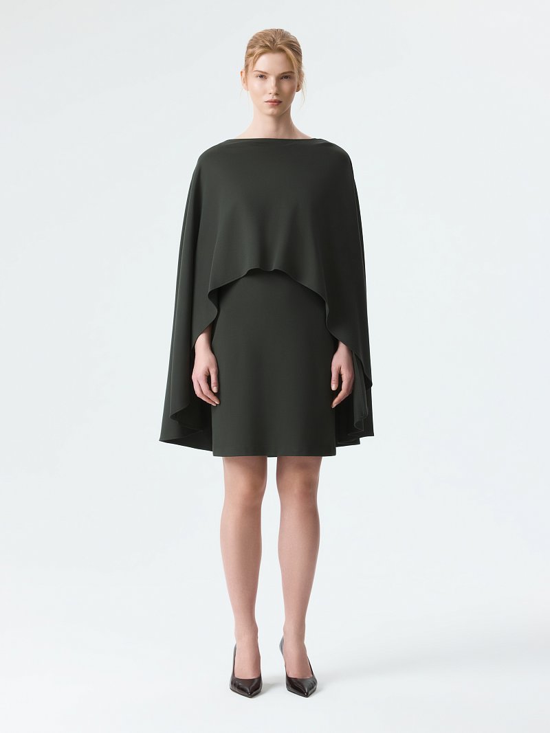 Трикотажное платье-мини с пончо