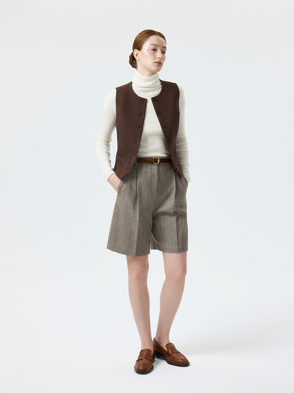 Шорты из твида «в елочку»