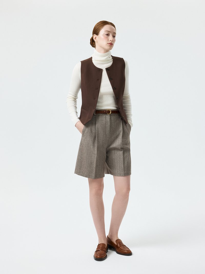 Шорты из твида «в елочку»