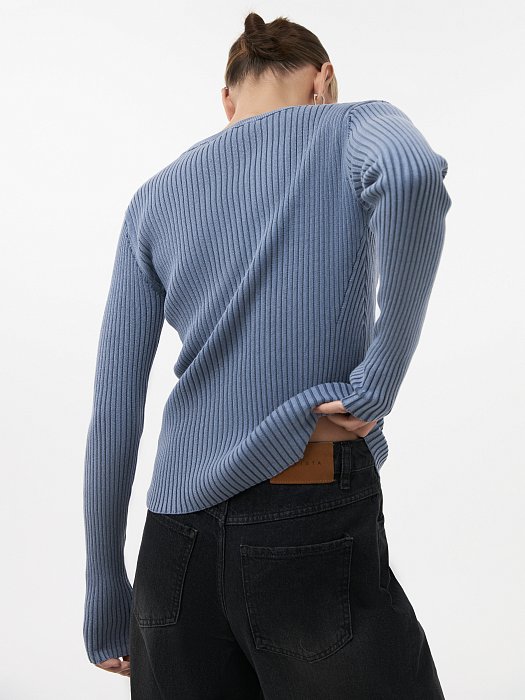 Джемпер из хлопка в рубчик: фото №3