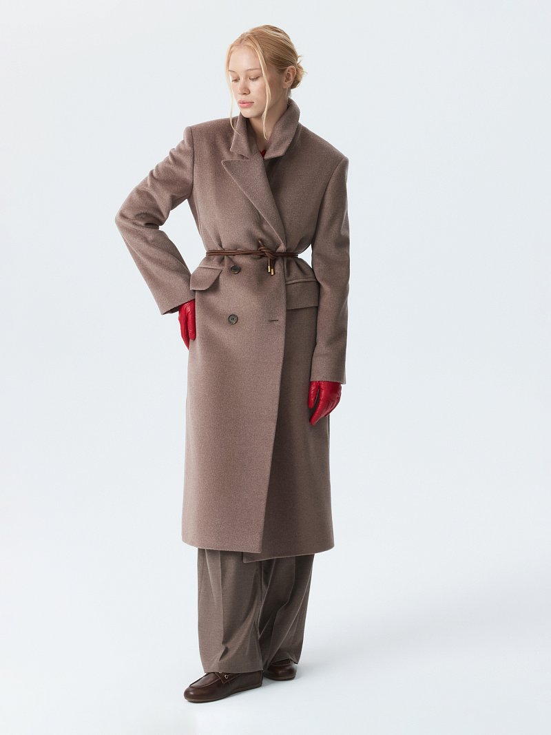 Двубортное пальто с шерстью (Р158)