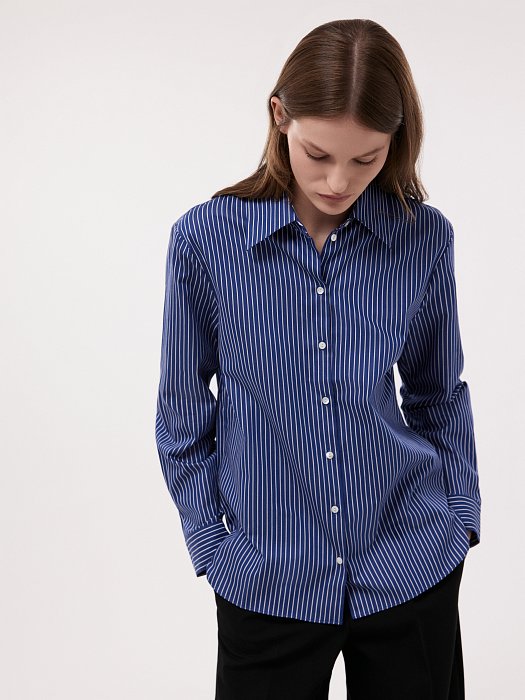 Прямая рубашка в узкую полоску: фото №2