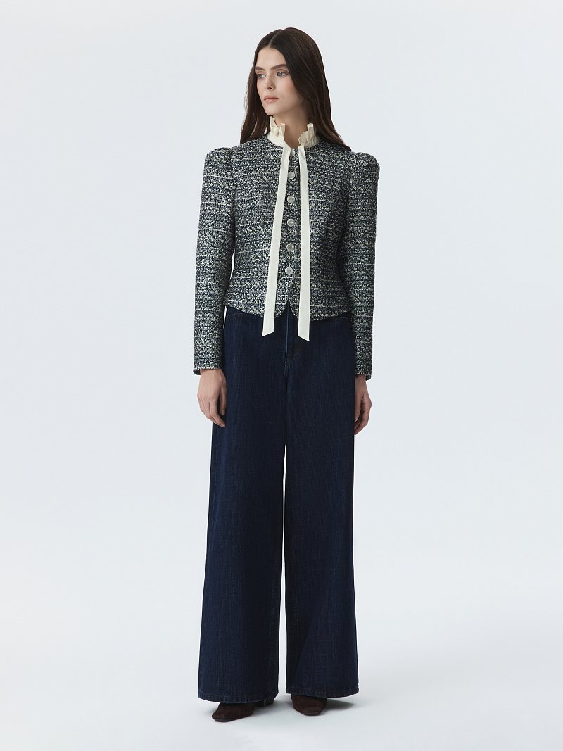 Жакет из твида со съемным воротником (Р158)