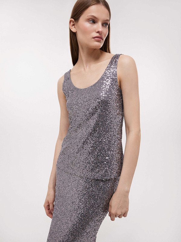 Облегающий топ с пайетками