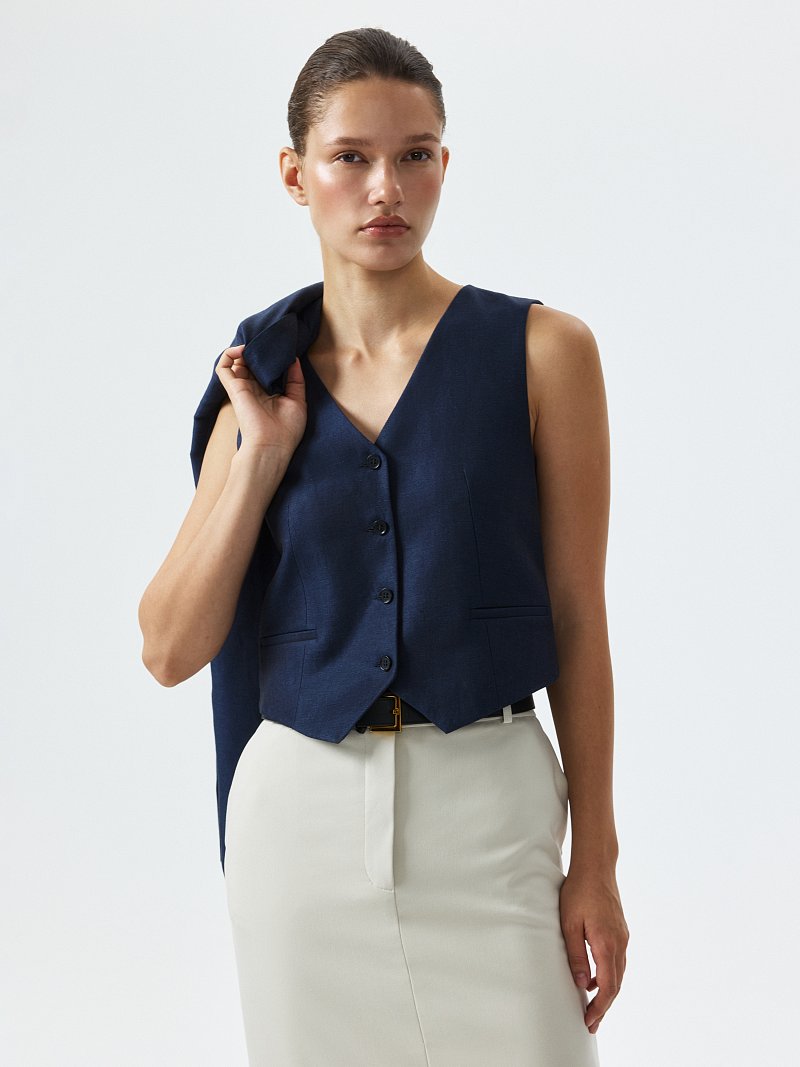 Льняной жилет