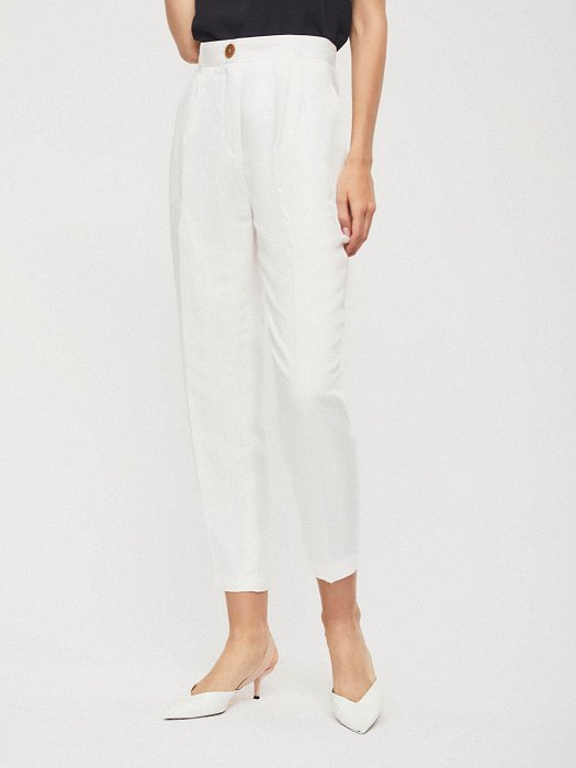 Льняные брюки с защипами: фото №3