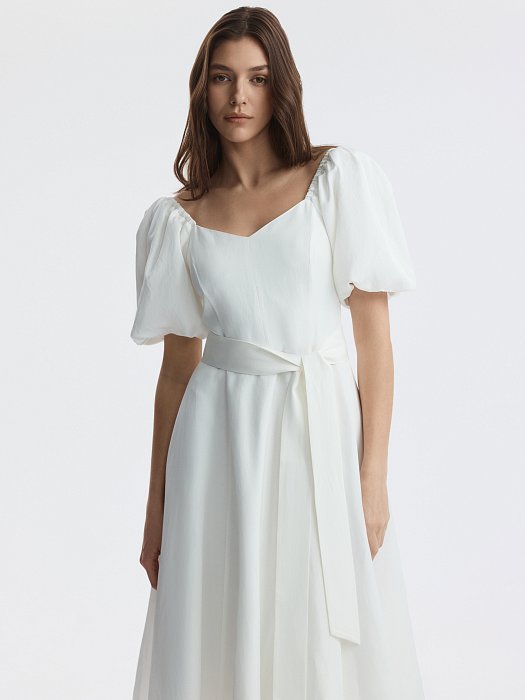 Расклешенное платье со льном: фото №3