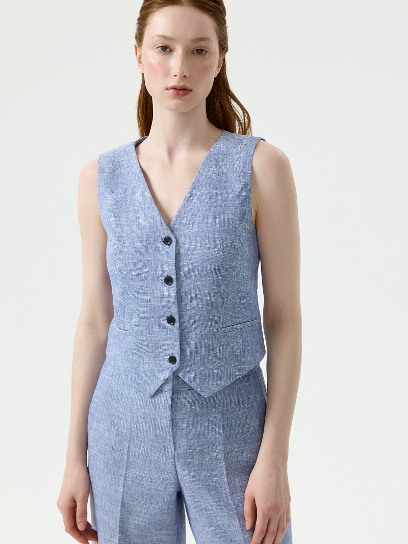 Прямой жилет со льном