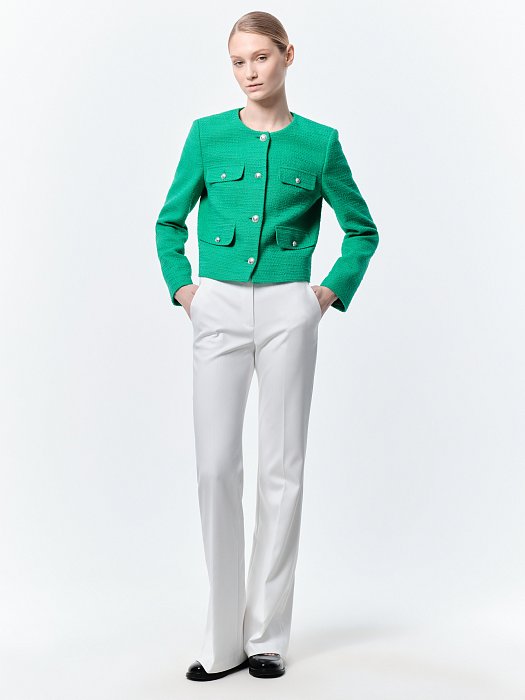 Укороченный жакет из твида: фото №5