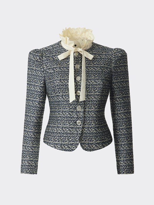 Жакет из твида со съемным воротником: фото №8