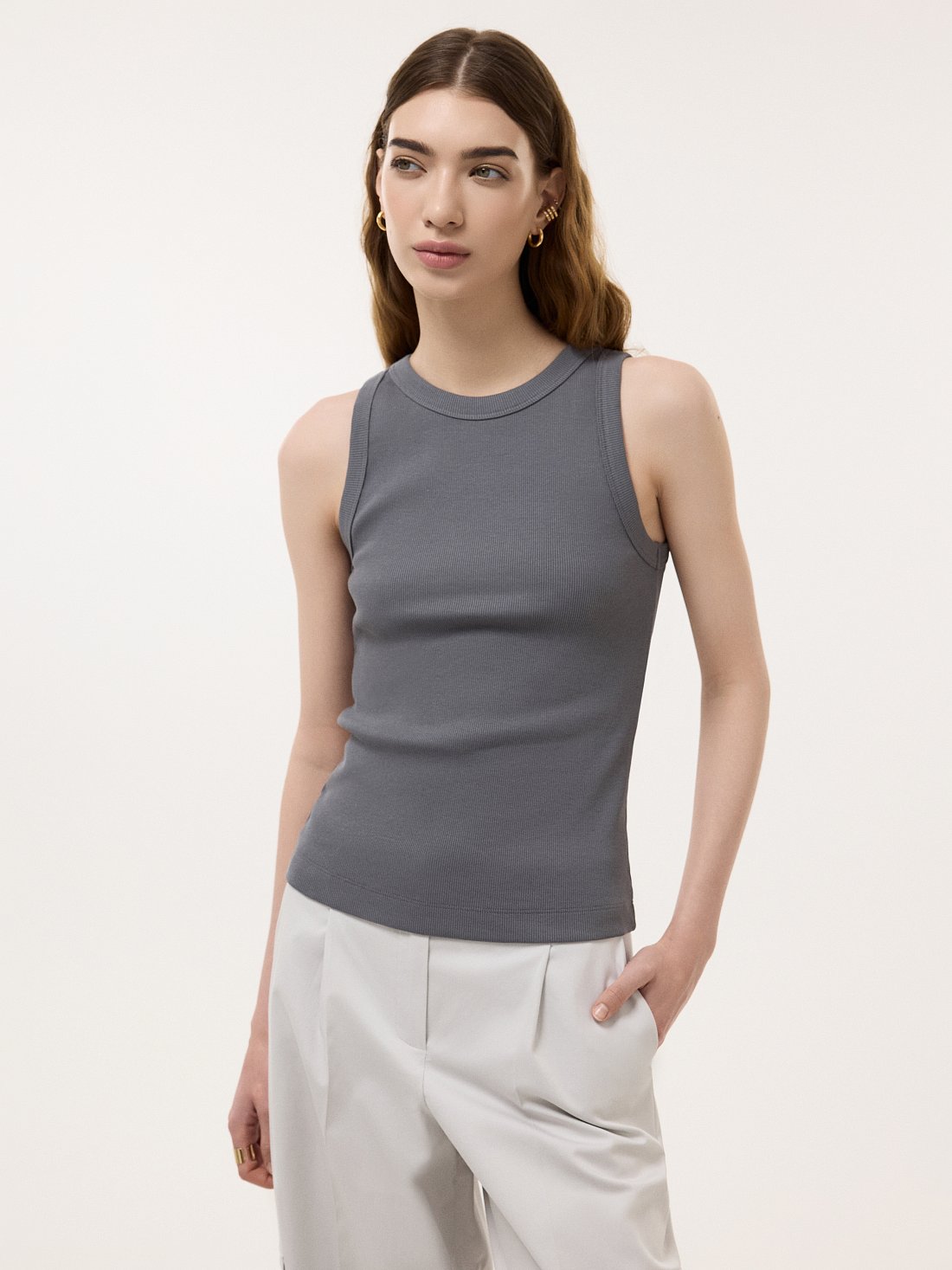 Однотонный топ из хлопка: фото №1