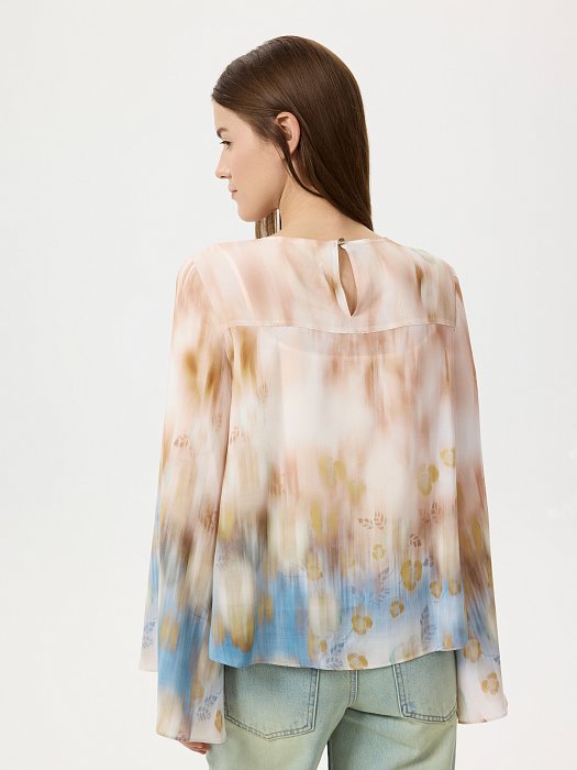 Шифоновая блуза с расклешенными рукавами: фото №5